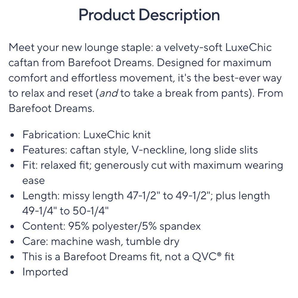 Barefoot dreams luxechic caftan NWT - Picture 5 of 8